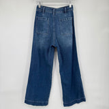 women Miou Muse High Rise Pleated Wide Leg Blue Jeans S