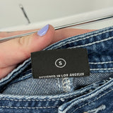 women Miou Muse High Rise Pleated Wide Leg Blue Jeans S