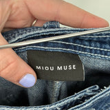 women Miou Muse High Rise Pleated Wide Leg Blue Jeans S