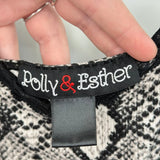 women Polly & Esther Snake Print Bodysuit Black White Knit Top S