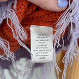 women Derek Heart Distressed Striped Orange Cream Sweater M