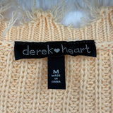 women Derek Heart Distressed Striped Orange Cream Sweater M