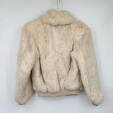 women GDT Too Vintage Rabbit Fur Bomber White Coat S