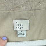 women A New Day NWT Linen Blend Vest Tan Woven Top M