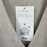 women A New Day NWT Linen Blend Vest Tan Woven Top M