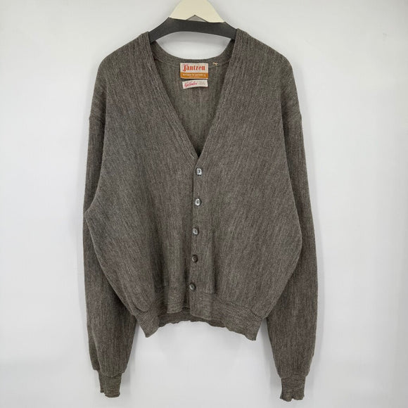 men Jantzen Wool Cardigan Taupe Vintage XL