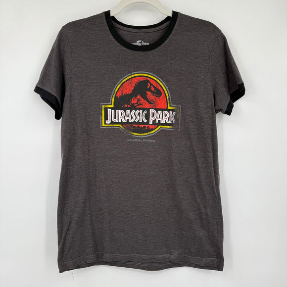 women Universal Studios Jurassic Park Graphic Tee Charcoal Black Knit Top M