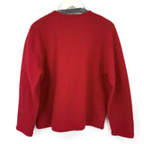 women Karen Scott Wool Embroidered Cardigan Red Jacket XL