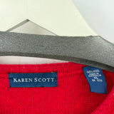women Karen Scott Wool Embroidered Cardigan Red Jacket XL