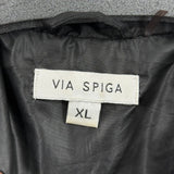 women Via Spiga Belted Quilted Black Coat XL