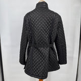 women Via Spiga Belted Quilted Black Coat XL