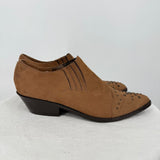 women Ferrante Leather Studded Booties Brown Shoes 6.5