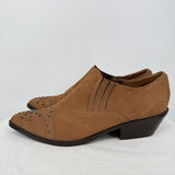 women Ferrante Leather Studded Booties Brown Shoes 6.5