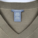 women Matty M V-Neck Split-Hem Olive Green Sweater L