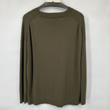women Matty M V-Neck Split-Hem Olive Green Sweater L