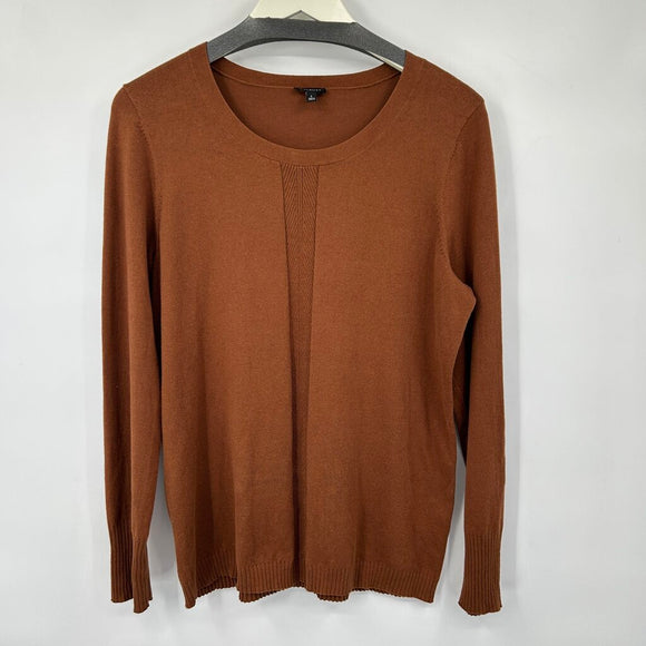 women Talbots Cotton Blend Scoop Neck Brown Sweater L