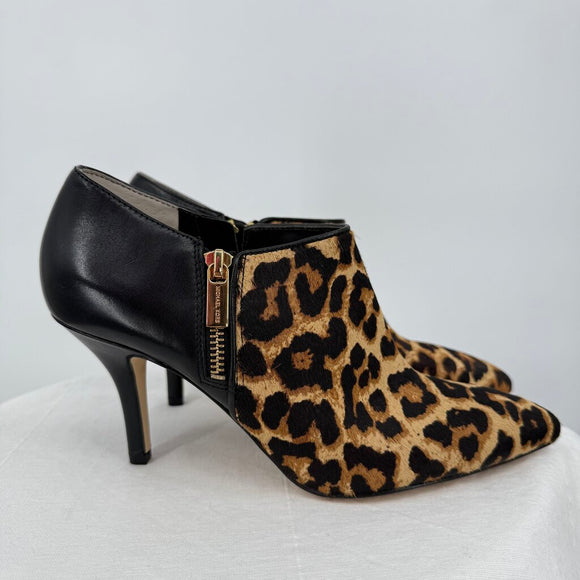 women Michael Kors NIB Clara Mid Bootie Natural Printed Haircalf Shoes 8