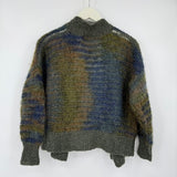 women David Walker Vintage Mohair Boucle Cardigan Olive Green Navy Blue Sweater S/M