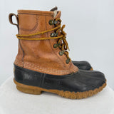 women L.L. Bean Vintage Leather Duck Boots Tan Brown Shoes 6