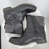 women Teva De La Vina Low Leather Boots Black Gray Shoes 7