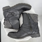women Teva De La Vina Low Leather Boots Black Gray Shoes 7