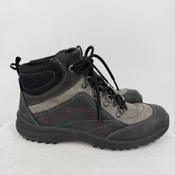 women Hotter Summit Leather Hiking Boots Gray Black Shoes UK5.5/US7.5