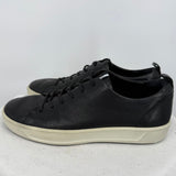 women Ecco Full Grain Leather Lace Up Sneaker Black Cream Shoes 7