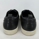 women Ecco Full Grain Leather Lace Up Sneaker Black Cream Shoes 7