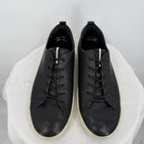 women Ecco Full Grain Leather Lace Up Sneaker Black Cream Shoes 7
