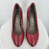 women Tamaris Leather Pumps Red Shoes 38/7