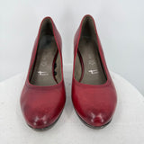 women Tamaris Leather Pumps Red Shoes 38/7