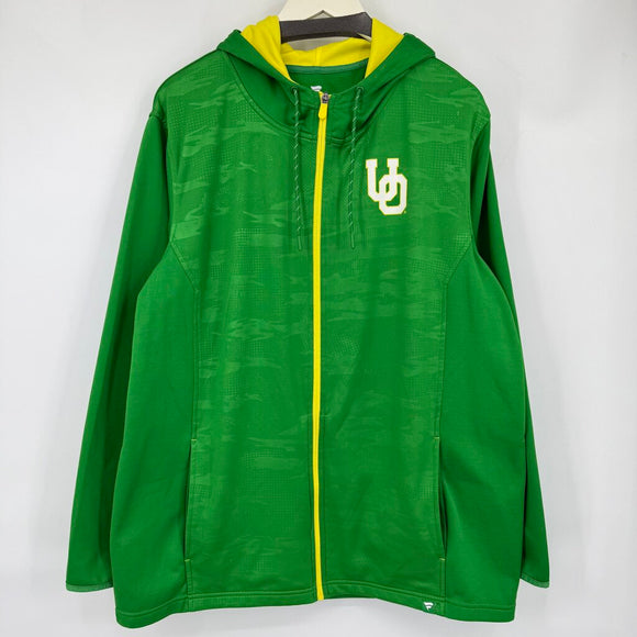 men Fanatics University of Oregon Full Zip Hoodie Green Yellow Jacket 2X