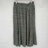 women Exlura NWT Pleated Floral Midi Green Cream Tan Skirt XL