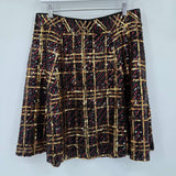 women Torrid NWT Sequined Flare Black Gold Red Skirt 0/L