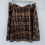 women Torrid NWT Sequined Flare Black Gold Red Skirt 0/L