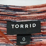 women Torrid Maxi Topper Blue Red Orange Knit Top 0/L