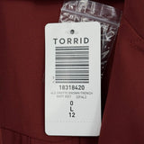 women Torrid NWT Belted Trench Topper Rust Brown Woven Top 0/L