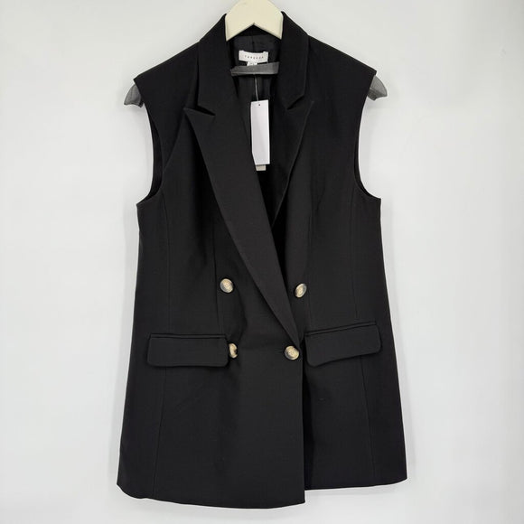 women Topshop NWT Double Breasted Vest Black Jacket 6