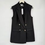 women Topshop NWT Double Breasted Vest Black Jacket 6