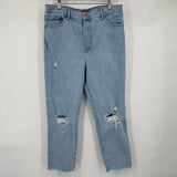 women Express Super High Rise Distressed Mom Jean Blue Jeans 12
