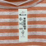 women Madewell NWT Striped Linen Blend Tee Peach and Cream Knit Top 2X