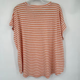 women Madewell NWT Striped Linen Blend Tee Peach and Cream Knit Top 2X