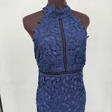 women Bardot NWT Gemma Lace Halter Neck Cocktail Blue Ink Dress 8