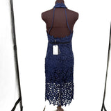 women Bardot NWT Gemma Lace Halter Neck Cocktail Blue Ink Dress 8