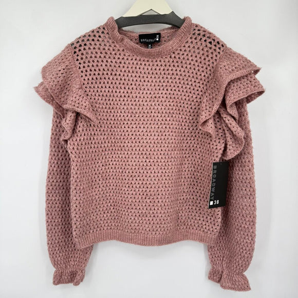 women Broadway 38 NWT Ruffle Pink Sweater M