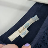 women Boden Eyelet Trim Cap Sleeve Navy Blue Dress 4