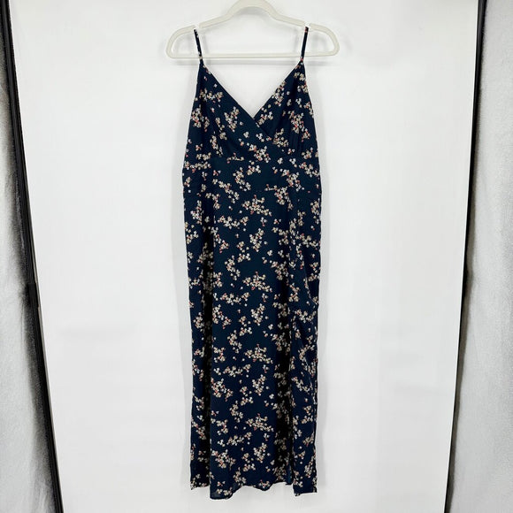 women Abercrombie & Fitch Floral Maxi Sundress Navy Blue Dress XL