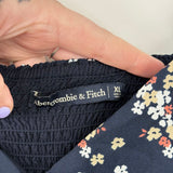 women Abercrombie & Fitch Floral Maxi Sundress Navy Blue Dress XL