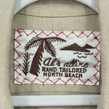 men Al's Attire Top Stitched Linen Safari Khaki Woven Top L