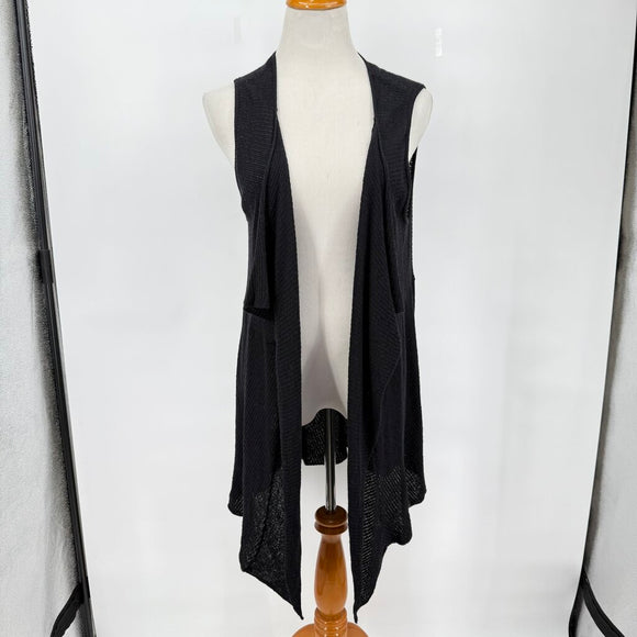women Eileen Fisher 100% Wool Vest Black Sweater OS